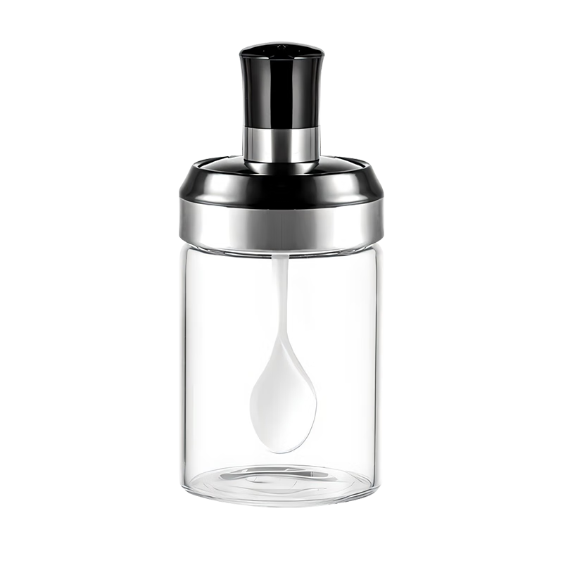 BJ High Borosilicate Glass Seasoning Jars, Set of 3, Kitchen Spice Bottles, Glass Salt Containers, Airtight Seasoning Tins