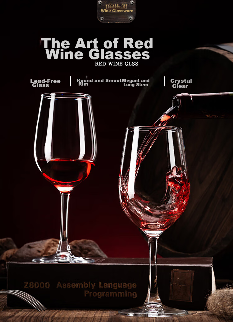 Green Apple Tempered Glass Wine Glasses 520ml*6 Set Sturdy Shatterproof Stemmed Glasses for Red and White Wine 3