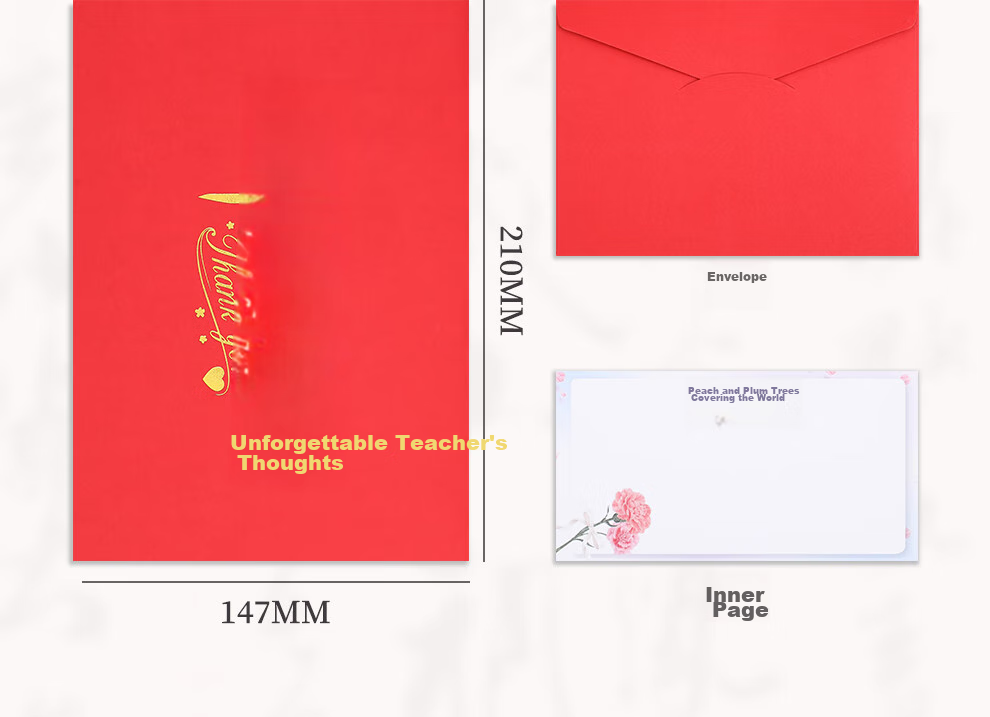 Faramon Teacher's Day Greeting Card for Students to Give to Teachers, New 3D Pop-Up Card, Creative High-End Handwritten Message, Thank-You Note, Postcard, Red 18