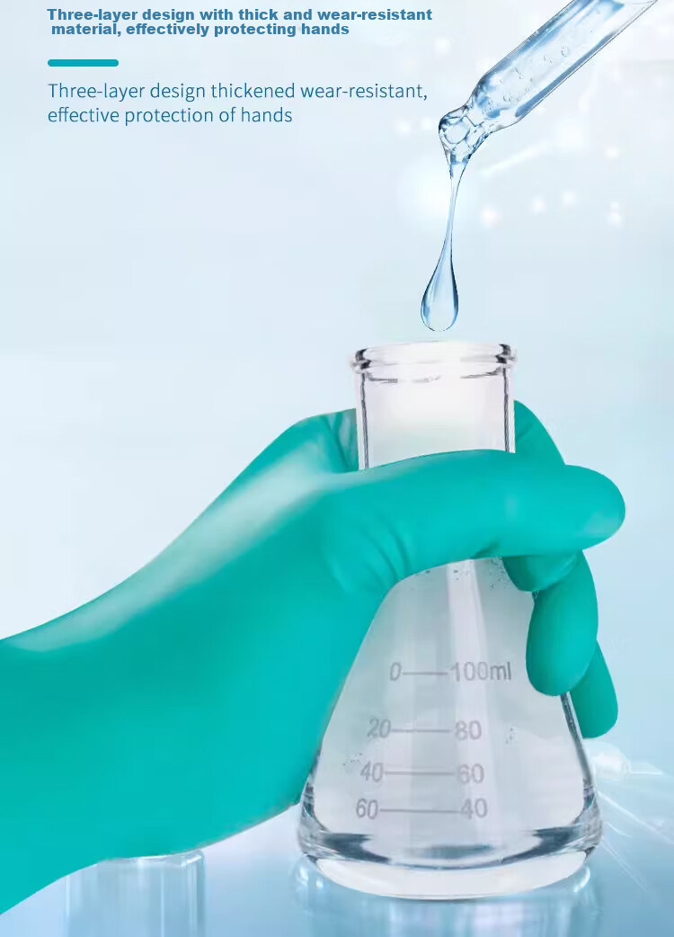 Ansell Disposable Nitrile Gloves, Chemical Laboratory Acid And Alkali Resistant Solvent Powder-Free Extended Thick Protective Gloves 93-260 (50 Pieces/box) M 5