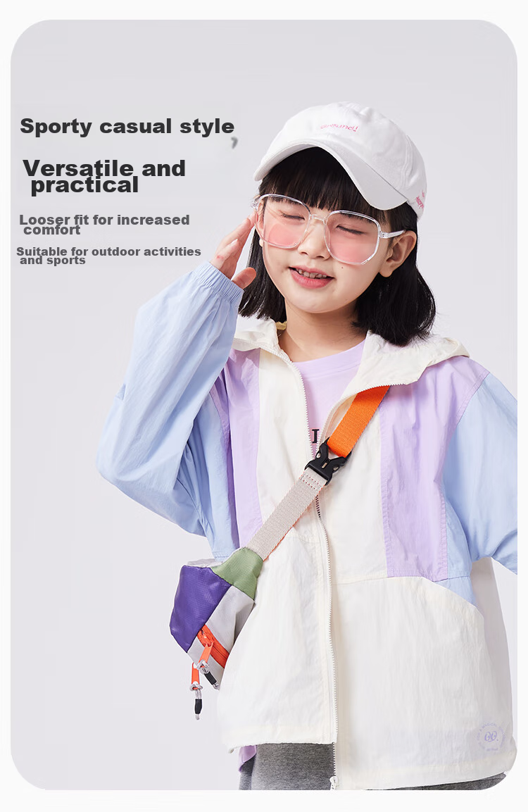 QQ DUCK Children's Clothing Girls' Sun Protection Jacket Kids' Summer Thin Coat Sunshade Youth Clothing Three Colors Off-White; 130 4