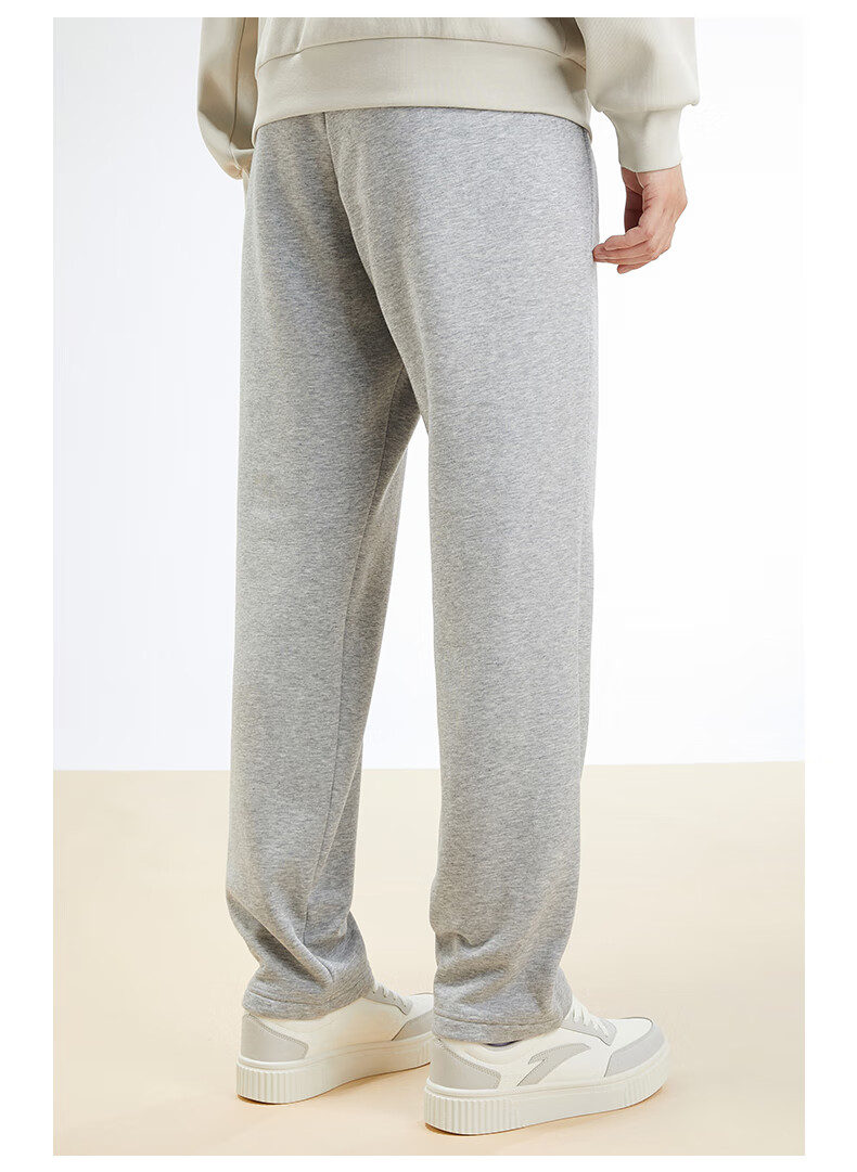 Anta Fleece-Lined Men's Straight-Leg Sweatpants Knitted Outdoor Running Warm Casual Pants for Men 25