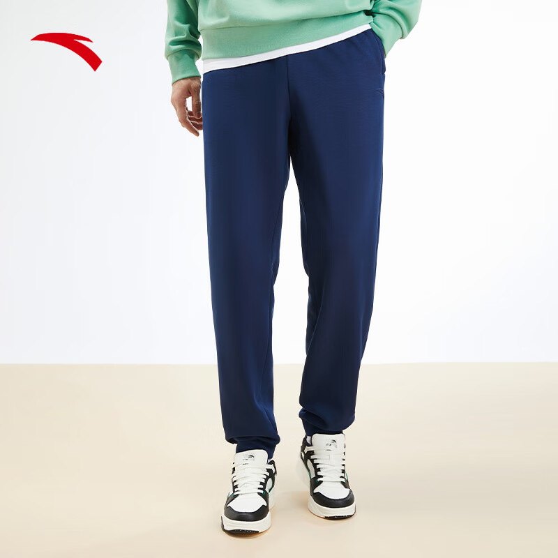 Anta Fleece-Lined Men's Straight-Leg Sweatpants Knitted Outdoor Running Warm Casual Pants for Men 37