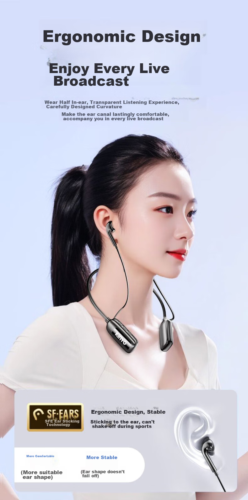 KINYO Wireless Live Sound Card Headset All-in-One Microphone 3-in-1 Bluetooth Dual Speaker Noise-Cancelling Neckband Device E900 One-to-One 18