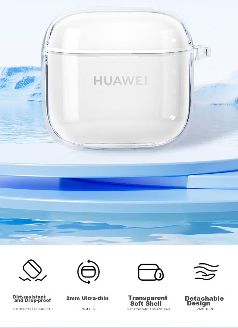 Earphone Protective Case, Suitable for Huawei FreeBuds SE 2/SE 3 Bluetooth Earphones, 4ANC Charging Case Storage Box, TPU Soft Shell Accessory, Shockproof, Transparent 2