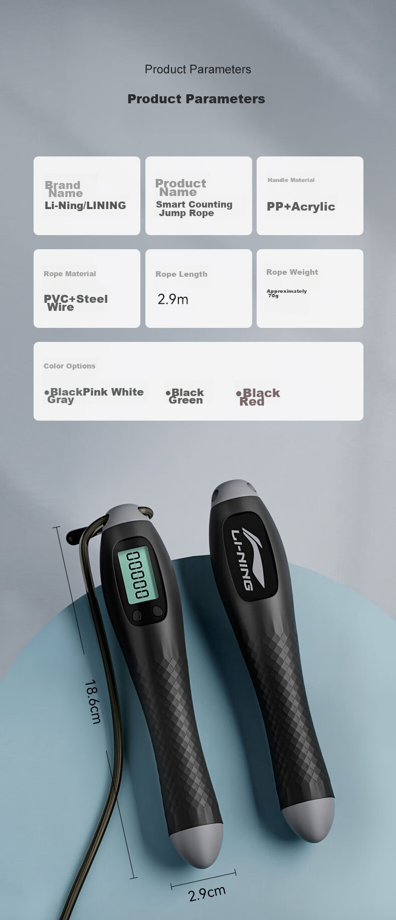Li-Ning Jump Rope for Adults with Counter, Children's Middle School Physical Test, Sports Fitness Steel Wire Rope for Primary And Secondary School Students' Exams, Anti-Slip Speed Jumping Rope 9