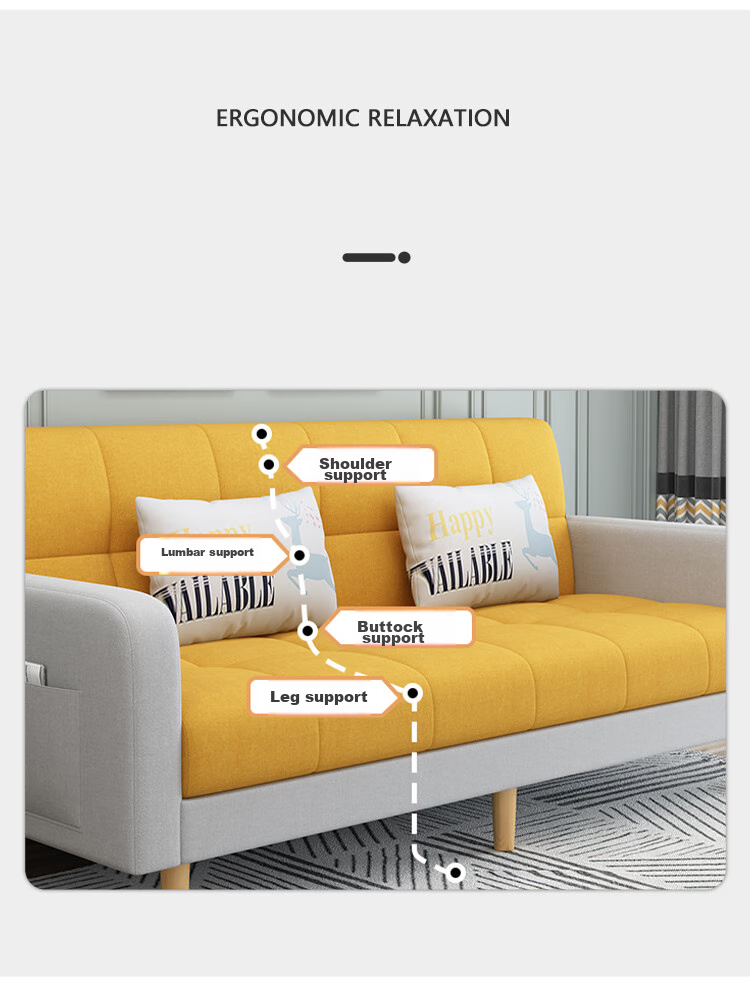 L&S Sofa Living Room Foldable Sofa Bed Dual-Use Small Apartment Lazy Sofa Tech Fabric S96 Light Green + Off-White 2m 13