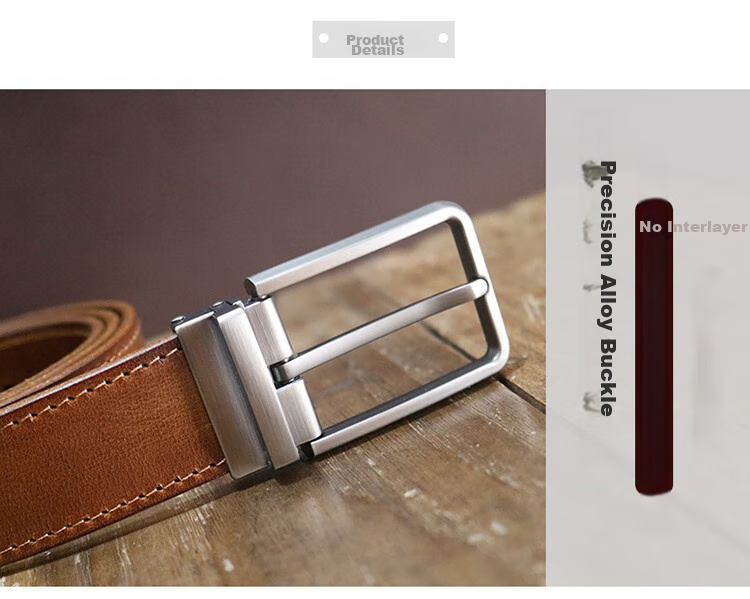 HALFEEL Men's Belt, Handmade Durable Leather Belt, Vintage Wear-Resistant Cowhide Pin Buckle, Trendy Genuine Leather Trouser Belt, Father's Day Gift 5