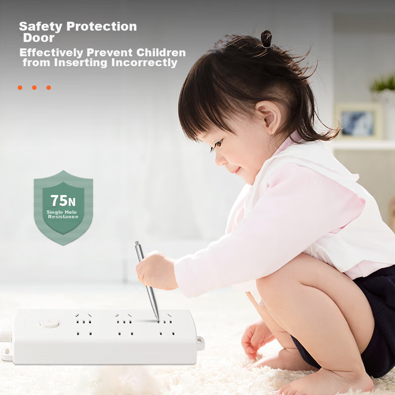 Deli Pearl White Series National Standard Safe Power Strip/power Bar/power Board/power Extension Cord with Master Switch, Protective Cover, 6 Outlets, 5 Meters, LX123
