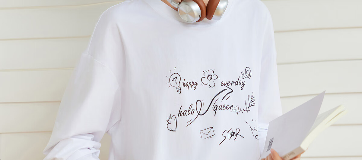 Halo Queen Long-Sleeve T-Shirt for Women, Spring And Autumn Round Neck Letter Print Casual Loose Comfortable Base Shirt Top New Product H143T2011 22