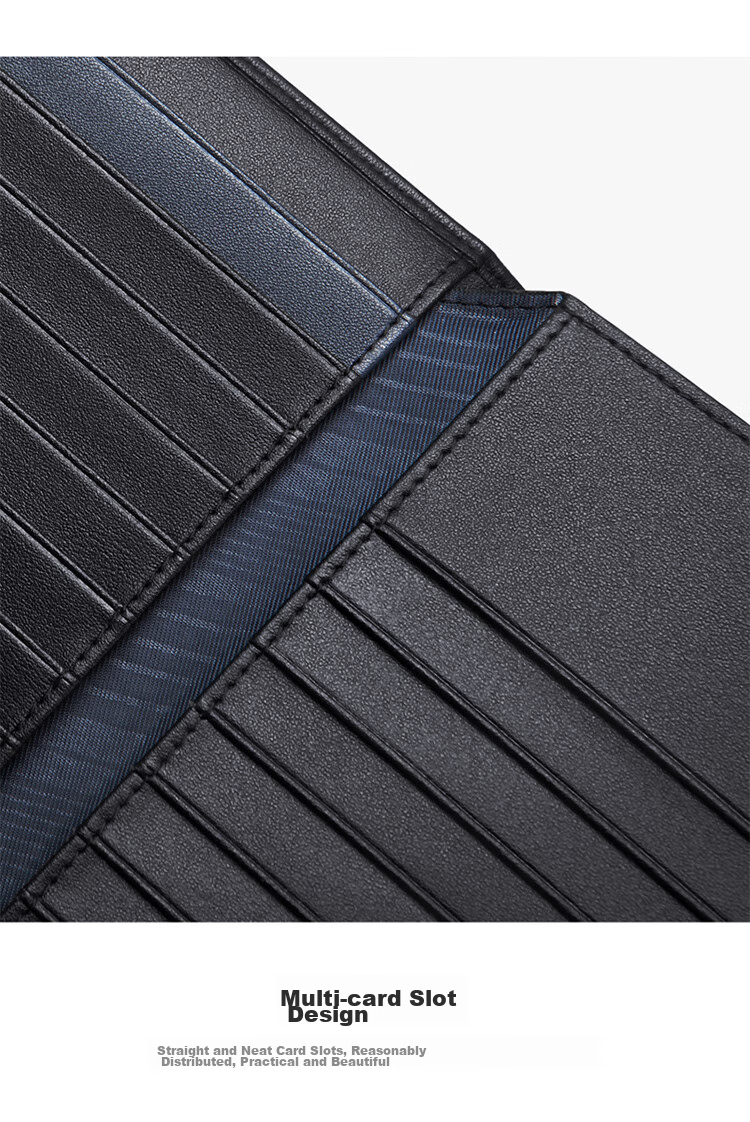 GOLF Card Holder for Men, Top-Grain Leather, Multi-Slot Large Capacity, Bank Card Pouch, Anti-Theft Long Wallet, ID Holder, Business Money Clip, 5V718394J Black 24