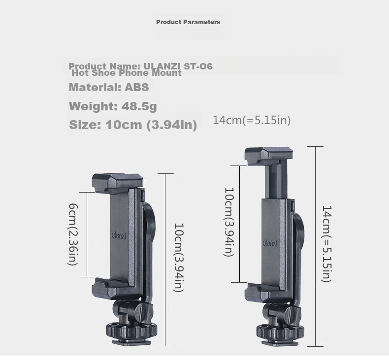 Ulanzi ST-14 Iron Man 3 Metal Phone Clamp for Horizontal, Vertical, Oblique And Overhead Shooting, Hot Shoe Mount for Universal Photography, Vlog, Short Video Selfie And Live Streaming, Desktop Gimbal Stand 8