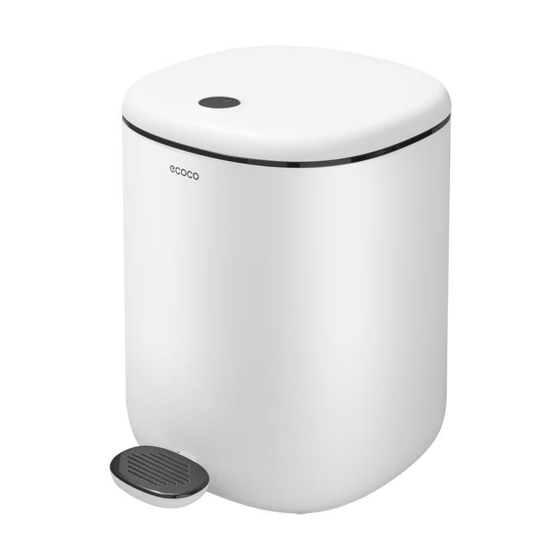 Ecoco Trash Can, 11L, Living Room Foot-Operated, Double-Lid, Bathroom Dual-Bucket with Lid, Sealed Round Garbage Bin, E2228 Black