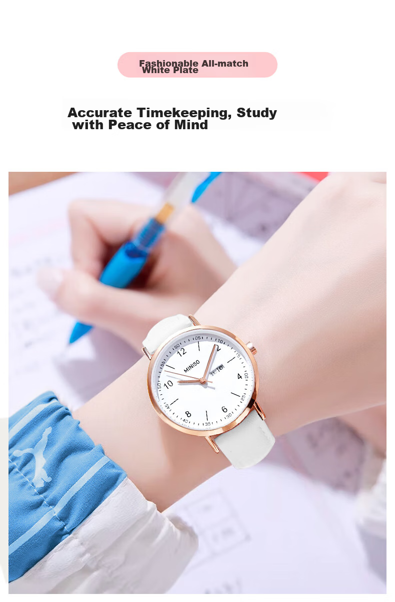 MINISO Women's Fashion Dual Calendar Girl's Wristwatch Waterproof Quartz Watch for Middle and High School Students Gift for Girls 4