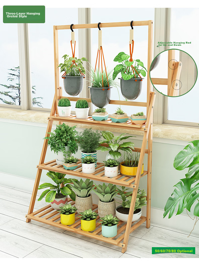 Yijia Flower Stand, Balcony Plant Rack, Multi-Layer Indoor Foldable Flower Stand, Home Simple Storage Rack, 3 Tiers 80 6