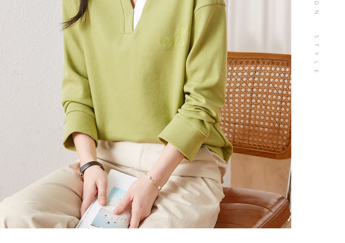 Chushen Women's Autumn And Spring Sweatshirt with Lapel Collar, Contrasting Color Splicing Design, Letter Embroidery, Casual Long-Sleeve Top S13KW1744 12