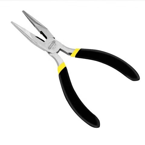 STANLEY Black Double Plastic Handle Needle-Nose Pliers, Electrician's Needle-Nose Gripping Pliers, Wire Cutters, 5 Inches, 84-100
