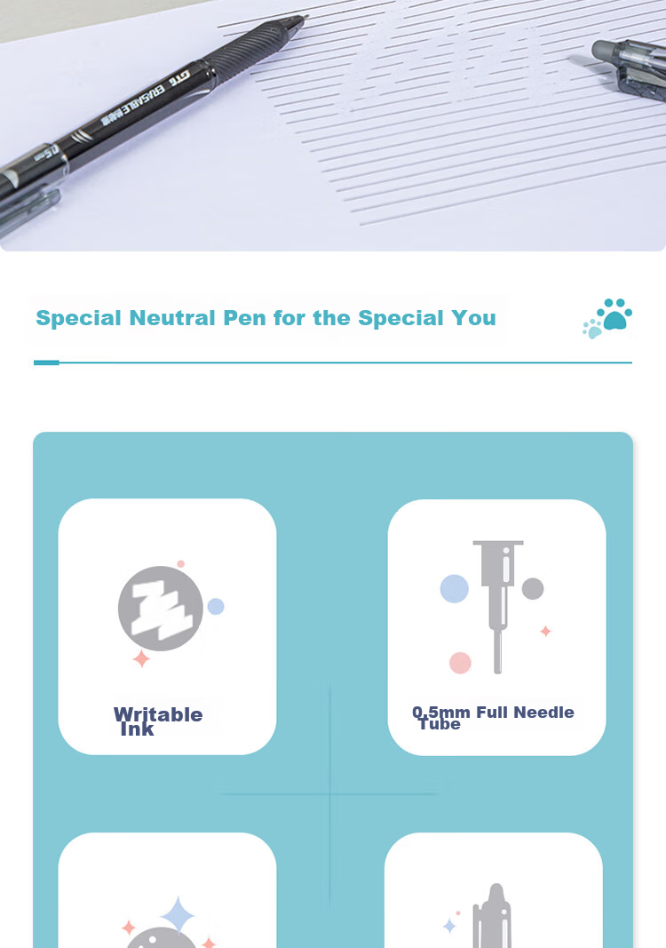 Deli [Best-Selling Product] Posture-Correcting Retractable Erasable Gel Pen, 0.5mm Bullet Tip (Erasable Crystal Blue), 12 Pens/box, A667 2