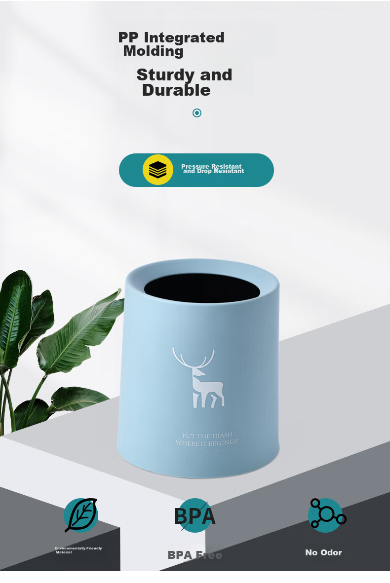 Yipo Desktop Trash Can without Lid, 1.5L Round, Nordic White Deer Pattern, Mini Coffee Table for Office, Study Room, Car, Simple And Minimalist Desig 5
