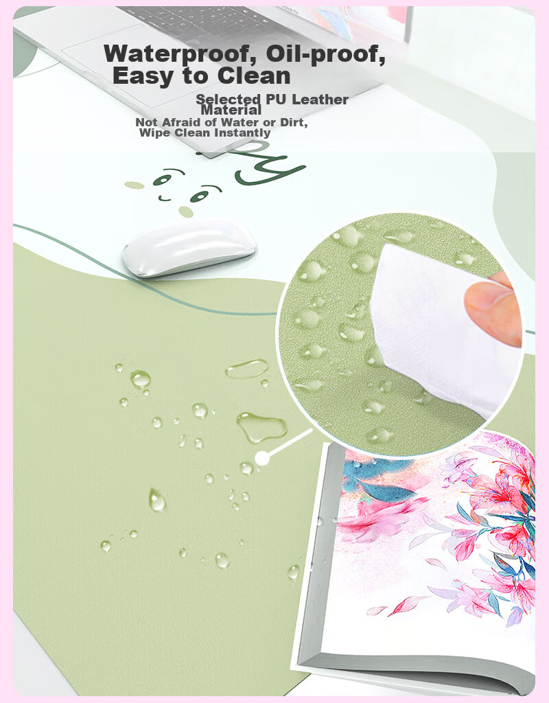 Juyingfeng Extra Large Mouse Pad, Leather Waterproof Mouse Pad, Laptop Office Extra Large Double-Sided Desk Pad, Natural Wood Texture with Lock Edge, Wear-Resistant, 90*45cm, Cherry Blossom Pink 5