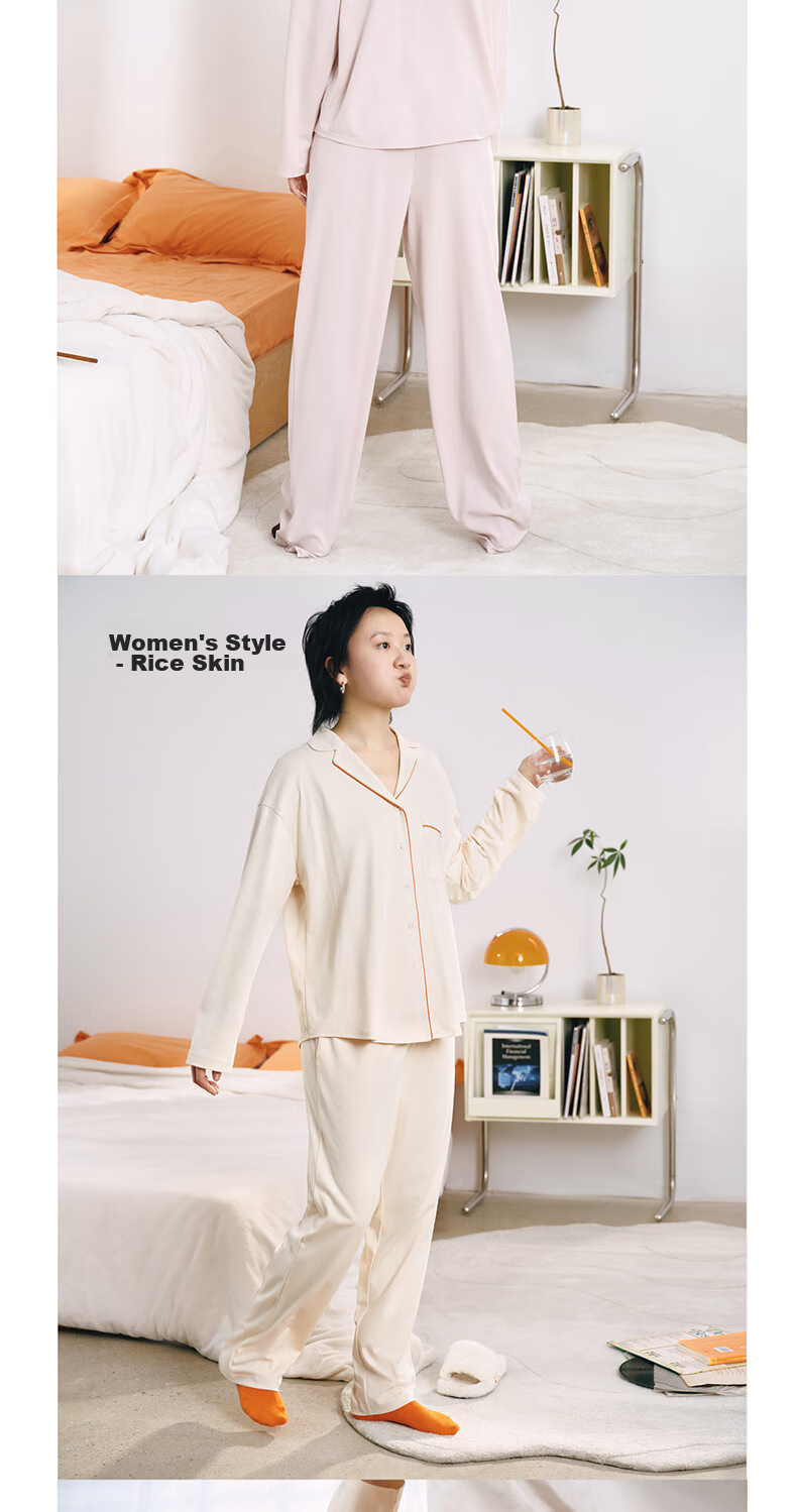 NEIWAI Orange Label [Good Lying Series] Couples' Pajama Cotton Sleepwear Set for Men And Women, Non-Pilling Breathable Loungewear 10