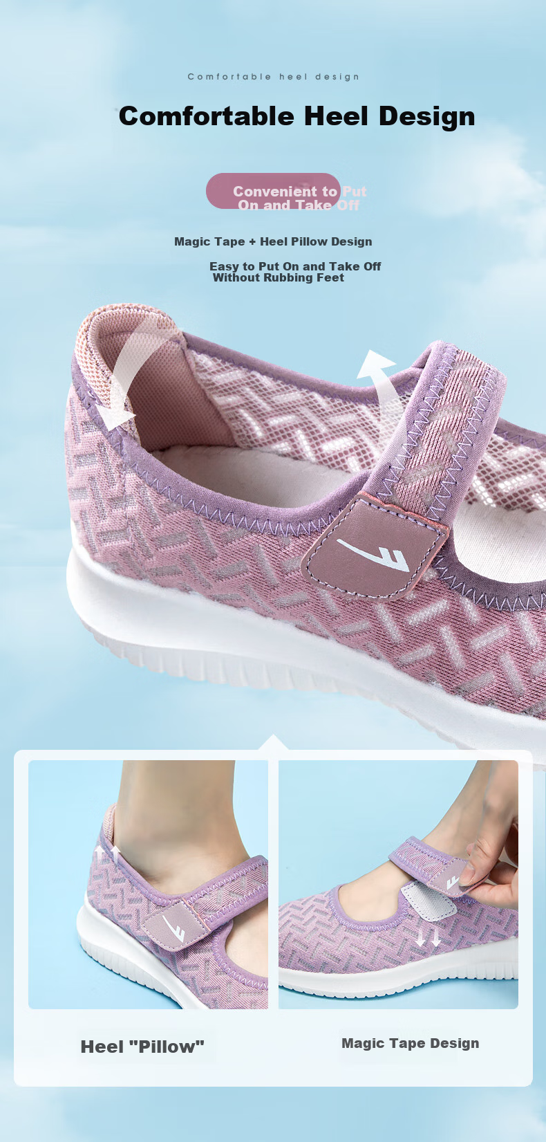 Warrior Mom Shoes, Autumn Women's Slip-Ons, Elderly Soft-Soled Sports Casual Walking Shoes, 0896 Purple, Size 39 9