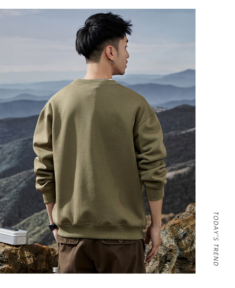 JEEP Spring And Autumn Round Neck Sweatshirt for Men, Loose Casual Sports High-End T-Shirt Top Outerwear 15
