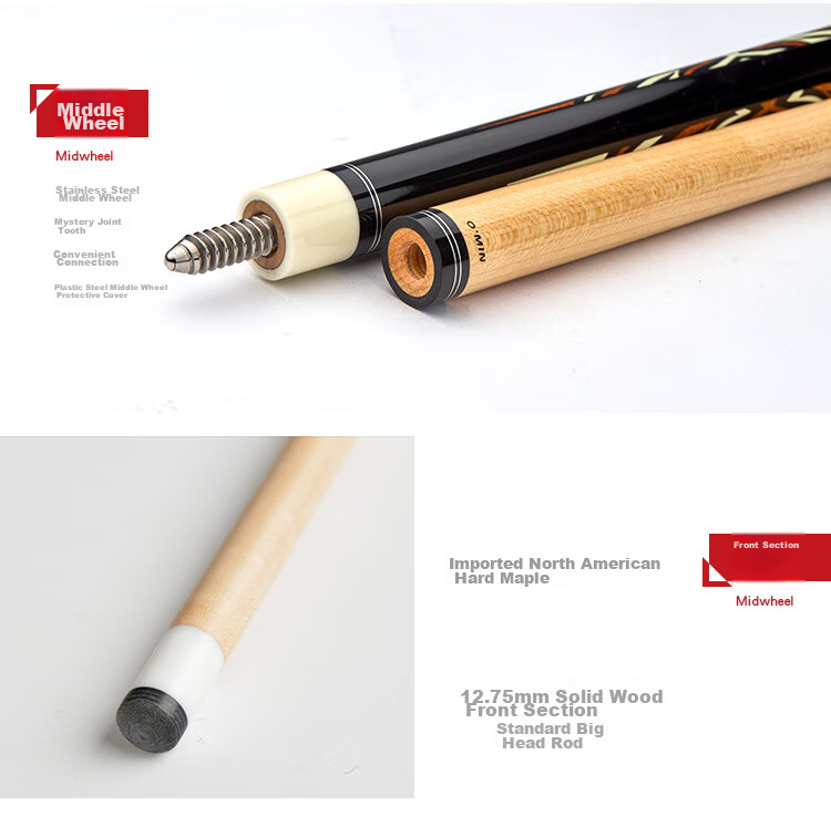 Aomi Fuhutai Pool Cue, Chinese Black 8 American Nine-Ball Cue, Big Head Ball Cue, Eight-Ball Black Eight Cue, 16 Points Table Tennis Cue, 12.75 4