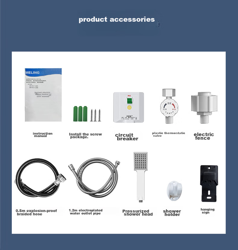 MeiLing Instant Hot Water Heater Mini Kitchen Treasure Fast Heating Household Electric Water Heater 5500W Adjustable Temperature Bathroom/rental House Shower No Storage Water Heater MJR-DC5550S 16