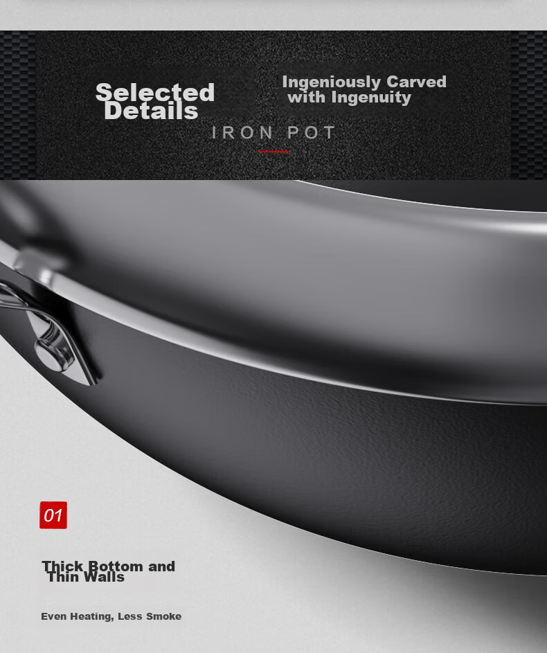 SUPOR Cast Iron Wok, 30cm, Non-Coated Flat Bottom Frying Pan, Scratch-Resistant, Wear-Resistant, Compatible with Induction Cooker And Open Flame 10