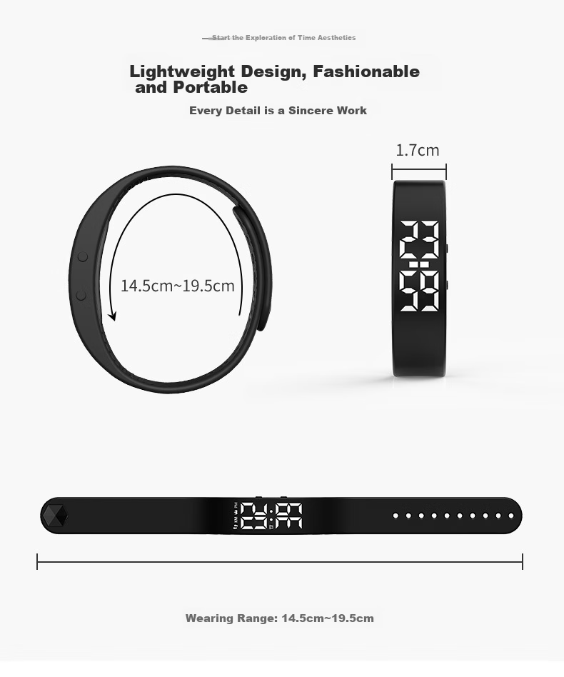 ZGO Electronic Watch, Smart Sports Bracelet, Vibration Alarm, Waterproof, for Running, Middle And High School Students, Rechargeable Watch for Men, 663 7