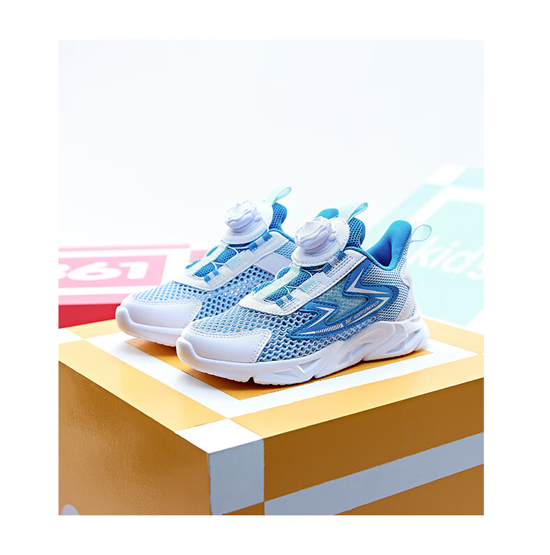 361° Children's Shoes, Kids' Running Shoes for Summer, Boys And Girls Aged 3-14, Large Mesh with Rotary Knob, White, Size 35 17
