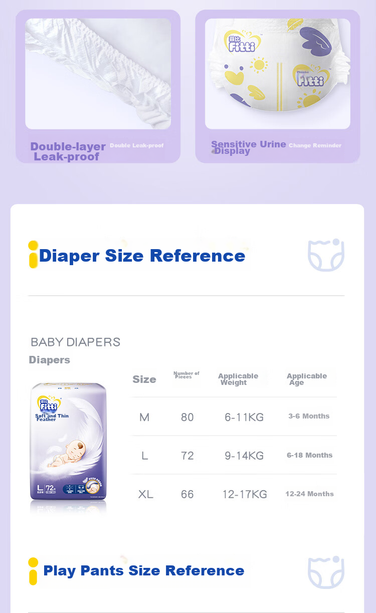 Fitti Soft And Thin Feather-Like Play Pants XXL60 (For 15kg And Above), Baby Diapers, Ultra-Thin And Dry, Suitable for Both Boys And Girls 12
