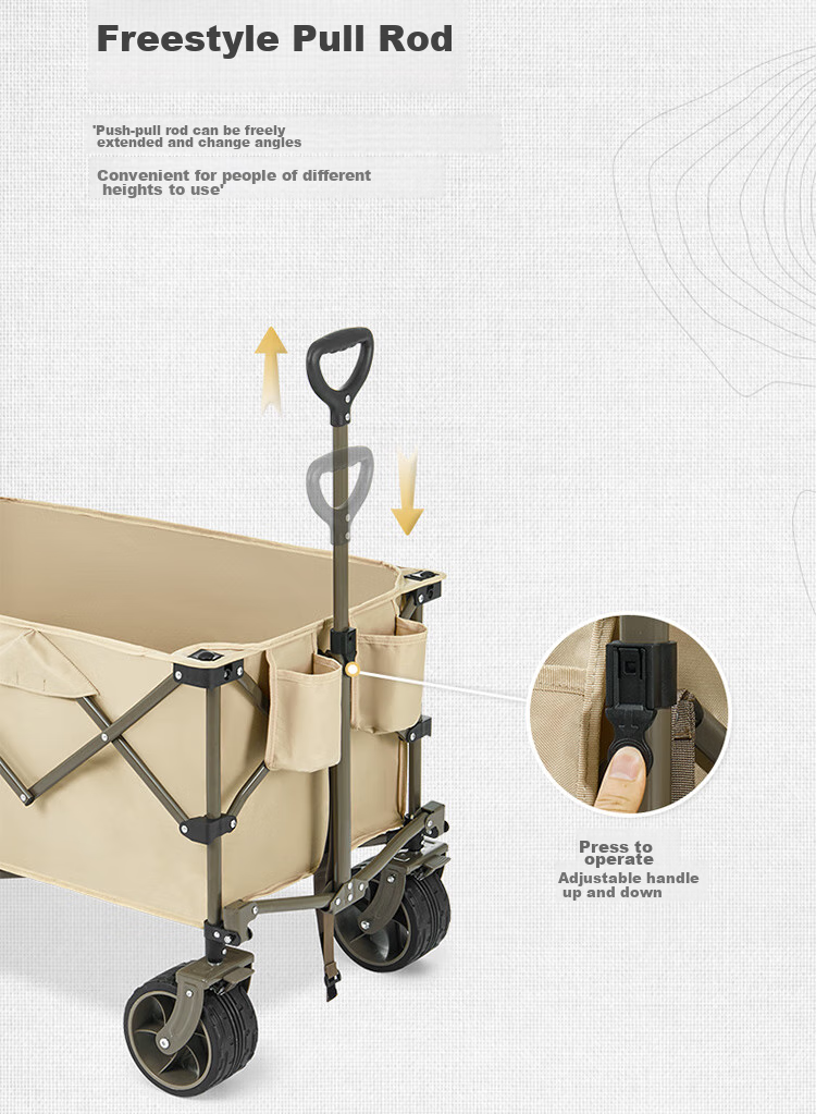 Naturehike Outdoor Camping Cart, Collapsible Trolley for Campsite, Picnic, Street Vending, Grocery Shopping And Travel, Khaki Color, 340L Capacity 12