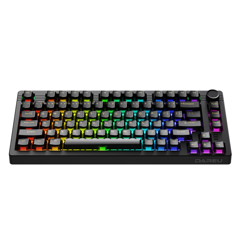 DAREU EK75, 75-Key Wired/2.4G/Bluetooth Tri-Mode Gaming Mechanical Keyboard, Plate Spring Gasket Structure, Phantom Edition - Master Switch
