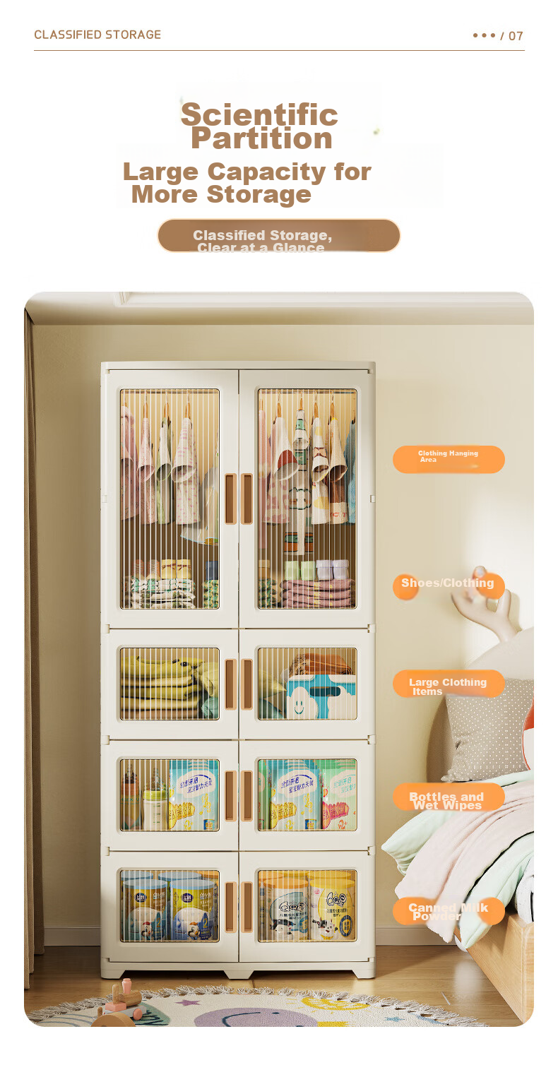 Jiekou, No-Installation Children's Wardrobe, Clothes Storage Cabinet, Foldable Simple Cabinet for Babies And Infants, Storage Cabinet 9