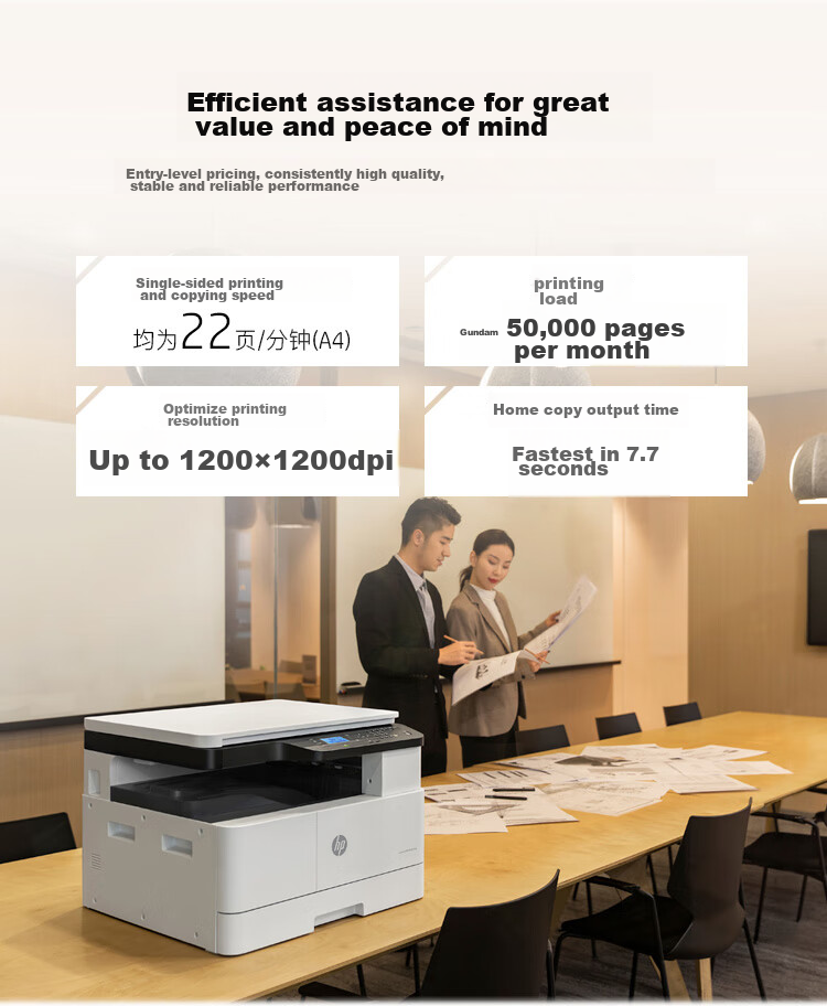 HP A3 Printer M437n, A3/A4 Black And White Laser Printer, Exam Paper Printer Copier Scanner All-In Office Commercial Use, Wired Network Nationwide Warranty, External Wireless 4