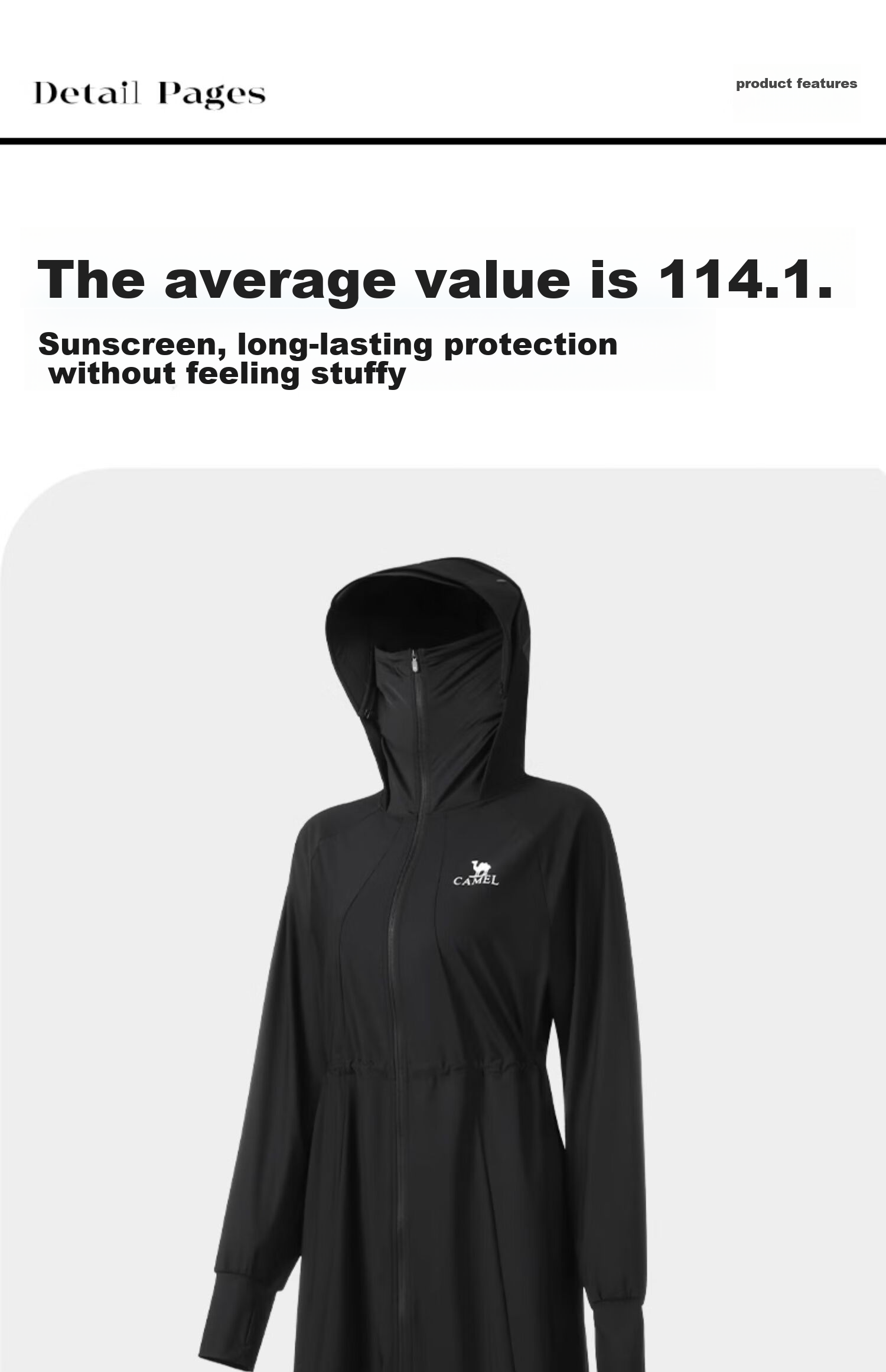 CAMEL [Muguang] Cool White Outdoor Sun Protection Long UV-Resistant Cooling Sun Protection Clothing 4