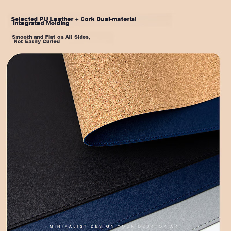 EXCO 1.2-Meter Cork Waterproof Leather Mouse Pad, Extra Large Computer Desk Mat, Leather Table Cover, Oversized Gaming Keyboard Pad, Charm Blue 9779 8