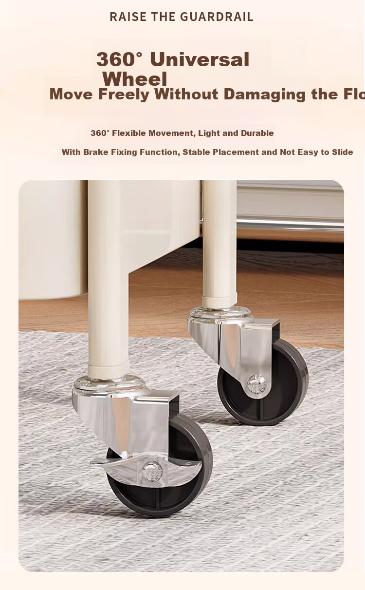 Jingcai Floor Storage Rack Cart, Movable Storage Shelf, Side Table, Small Table JCJ13 White 9