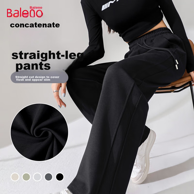 Baleno Fashion Patchwork Straight-Leg Pants for Women, New Spring 2026 High-Waisted Draping Comfortable Versatile Casual Trousers