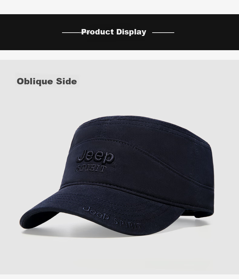 JEEP Men's Flat-Top Cap, All-Season Style, Baseball Cap for Middle-Aged And Elderly, Outdoor Casual Versatile Cap A0293 11