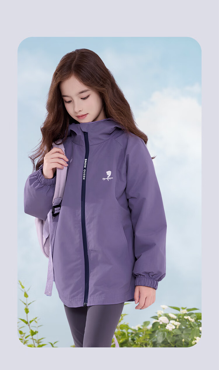 Disney Girls' Windbreaker Jacket, Autumn And Winter Children's Outdoor Windproof Coat, Detachable Three-In for Older Kids, 84050 Navy Blue, Size 130 16