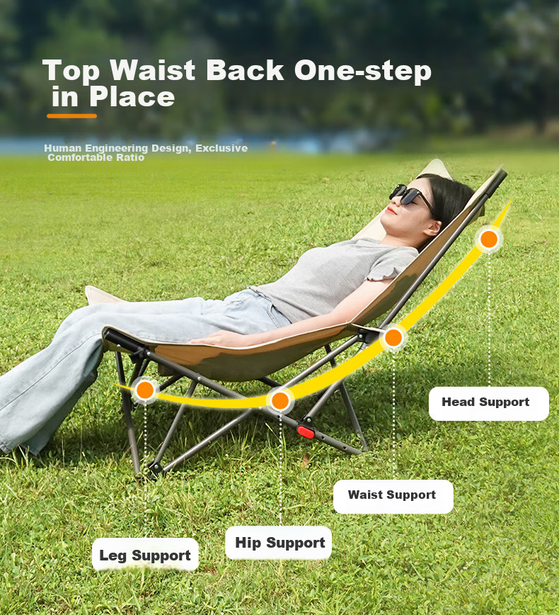DU PONT Outdoor Camping Folding Chair Portable Lounge Chair Moon Chair with Footrest And Table Fishing Chair [Multi-Purpose Chair] 6