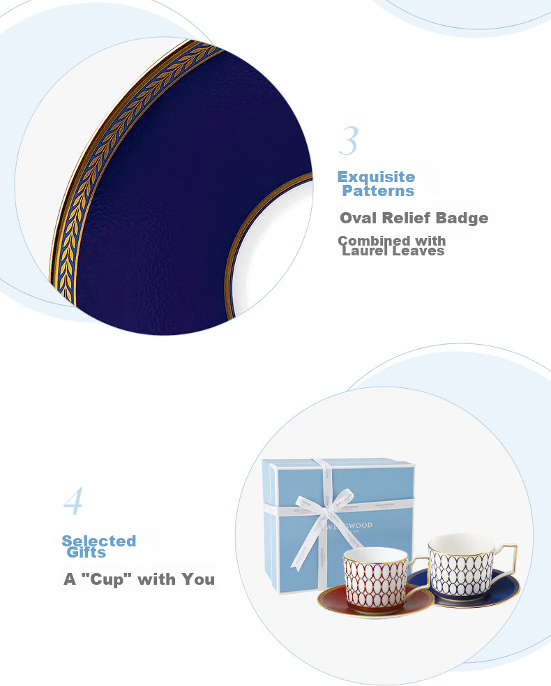 Wedgwood Mid-Autumn Festival Gift, Golden Powder Years Midnight Blue, 2 Cups And 2 Plates, Bone China Coffee Cups And Saucers, Afternoon Tea, Aesthetically Pleasing Coffee Cups 15