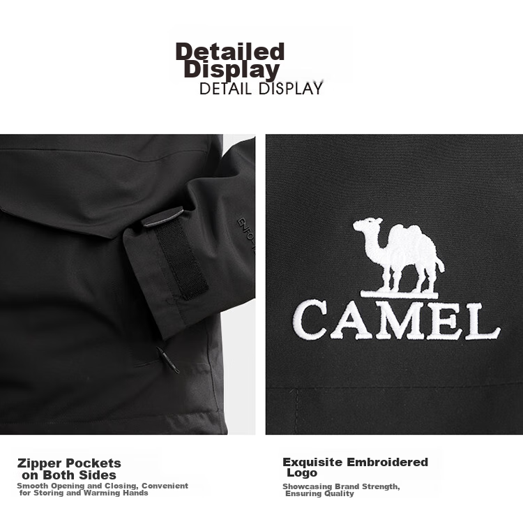 CAMEL Outdoor Triple-Protection down Jacket, Women's Waterproof Coat, Three-In Mountaineering Suit for Men, 7A22263735 28