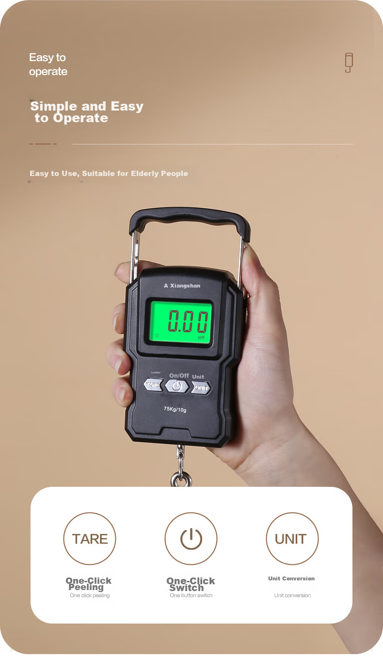 Xiangshan Portable Electronic Scale High-Precision Luggage Scale 60kg Black Type-C Rechargeable 11