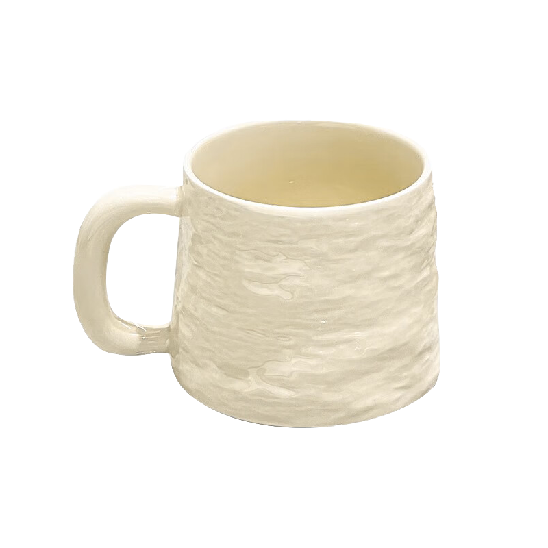 Chuanqi Ceramic Mug, Coffee Cup, Office Cup for Men And Women, Ceramic Cup with Stone Pattern, Water Cup, Cream Color, 400ml