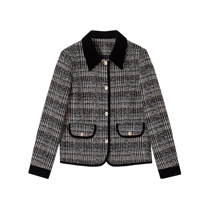Dme Plaid Smart Fun Winter Vintage Warm Lambswool Lapel Patchwork Colorblock Loose Women's Coat