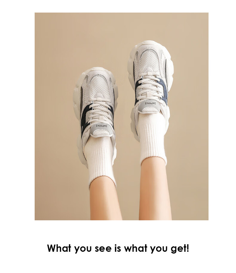 DAPHNE Gray Dad Shoes for Women, 2026 Summer New Style, Soft-Soled Mesh Sneakers, Thick-Soled Heightening Casual Shoes for Wome 4